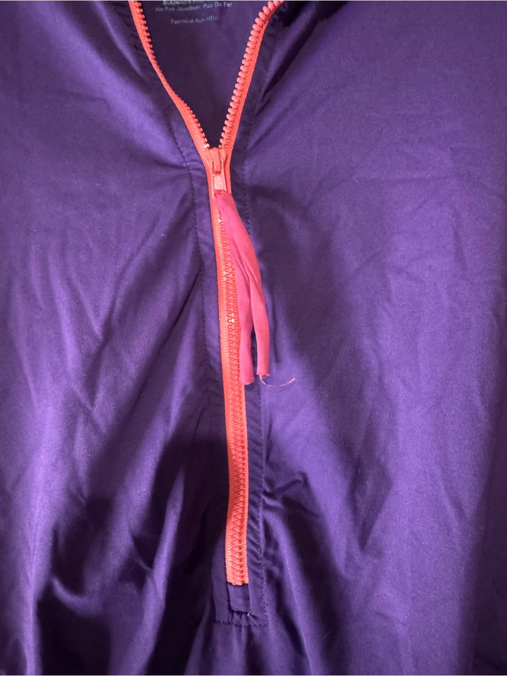 Purple Half-Zip Long Sleeve athletic work out Top with Pink Zip size large USA - Picture 3 of 4
